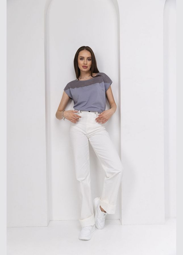 Бавовняний топ з ажурними в'язаними деталями (3018) Triko Bakh (334710637)