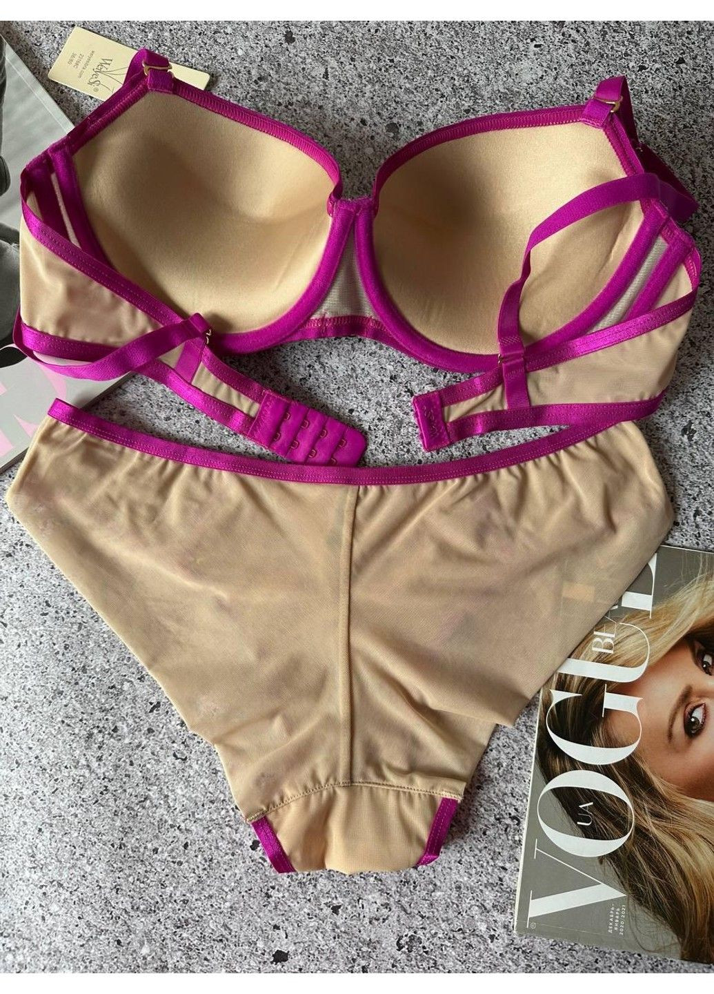 Рожевий жіноча нижня білизна, бюстгальтер з трусиками, рожевий/бежевий Weiyesi