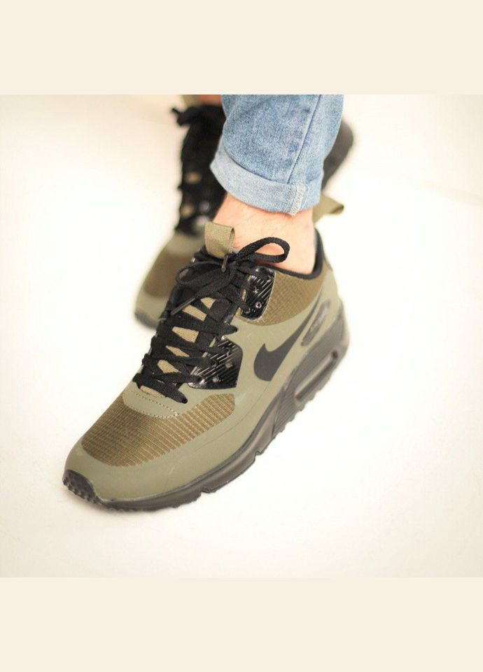 Оливковые (хаки) зимние кроссовки зимние мужские nike air max 90 winter khaki | найк аир макс 90 хаки No Brand