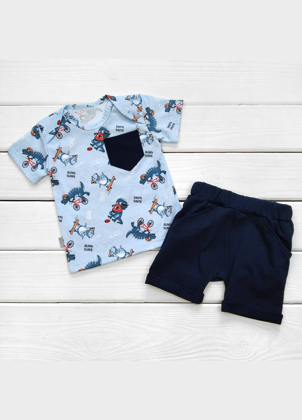 Комбинированный летний комплект для мальчика skatepark голубой;темно-синий dexter's