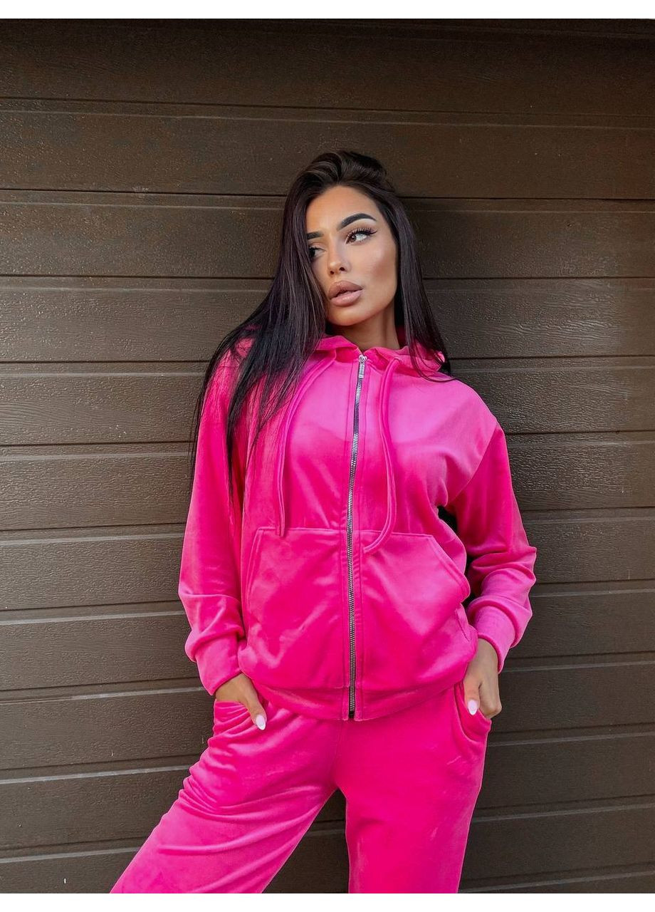 Велюровый женский костюм двойка розового цвета 34235 Fashion (355341765)