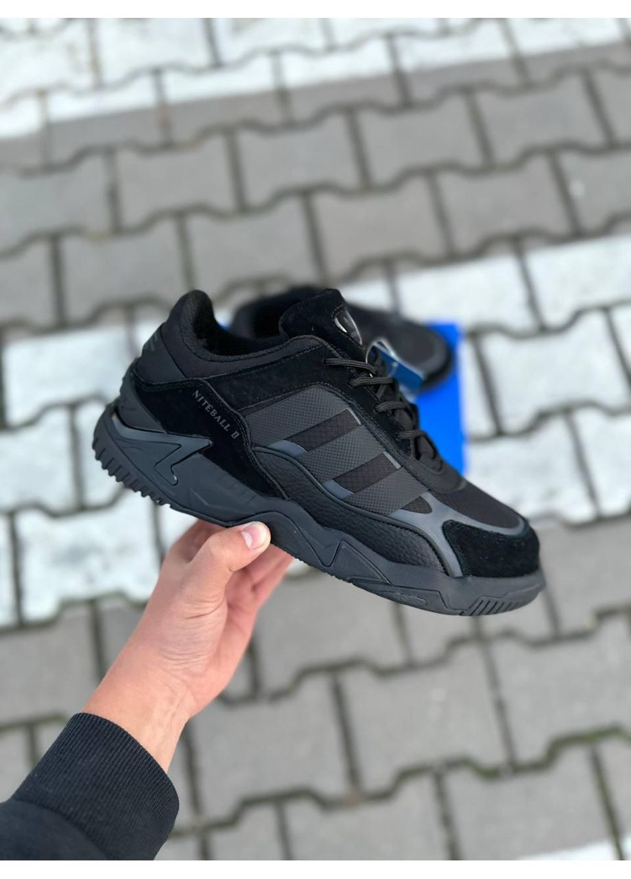 Чорні Зимовий кросівки чоловічі adidas niteball black winter fur адідас найтбол No Brand