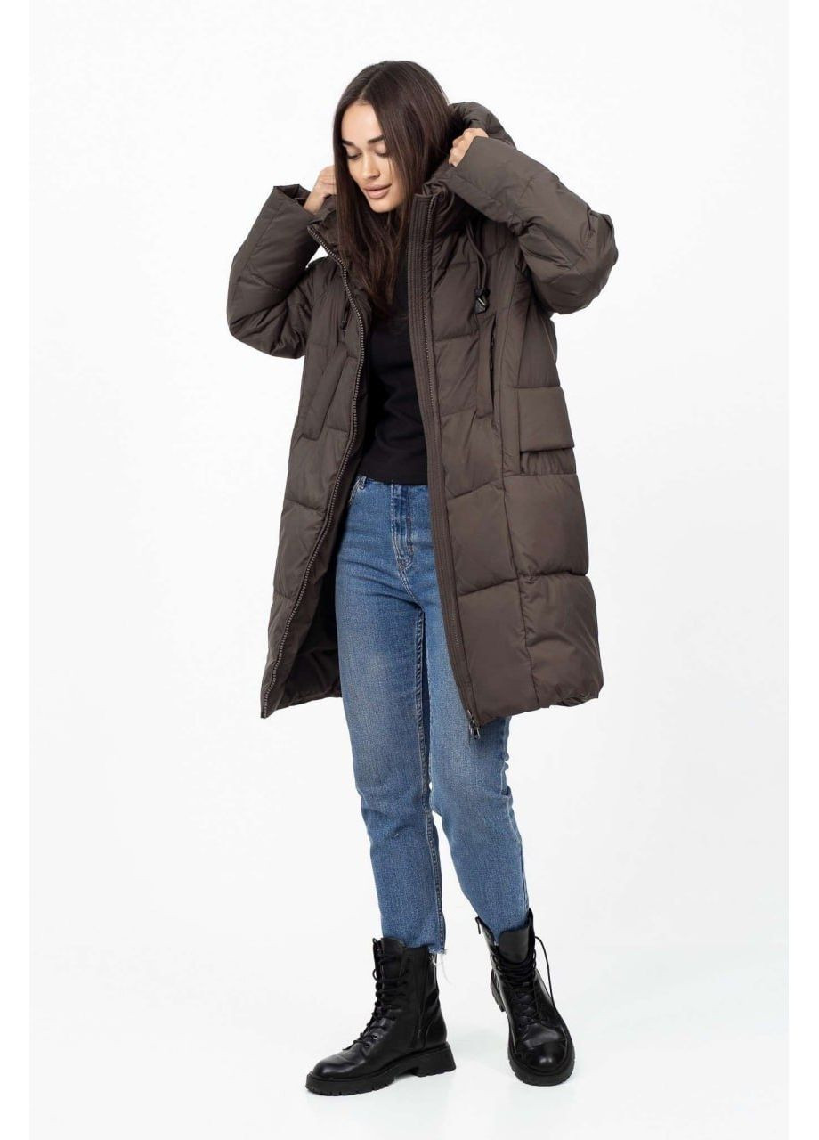 Коричневый зимний Пуховик аляска Lora Duvetti