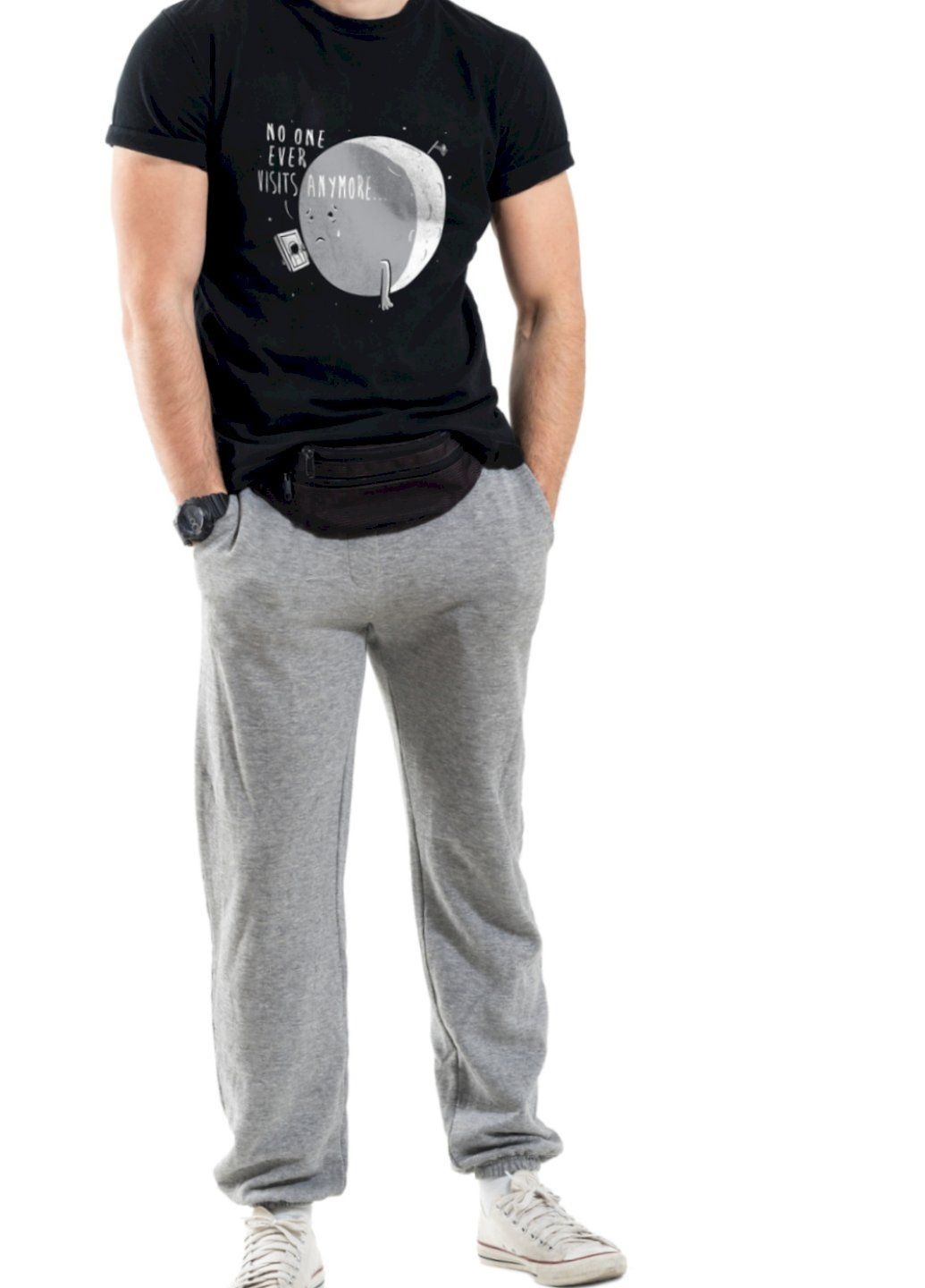 Черная футболка мужская черная "no one ever visits anymore" Trace of Space