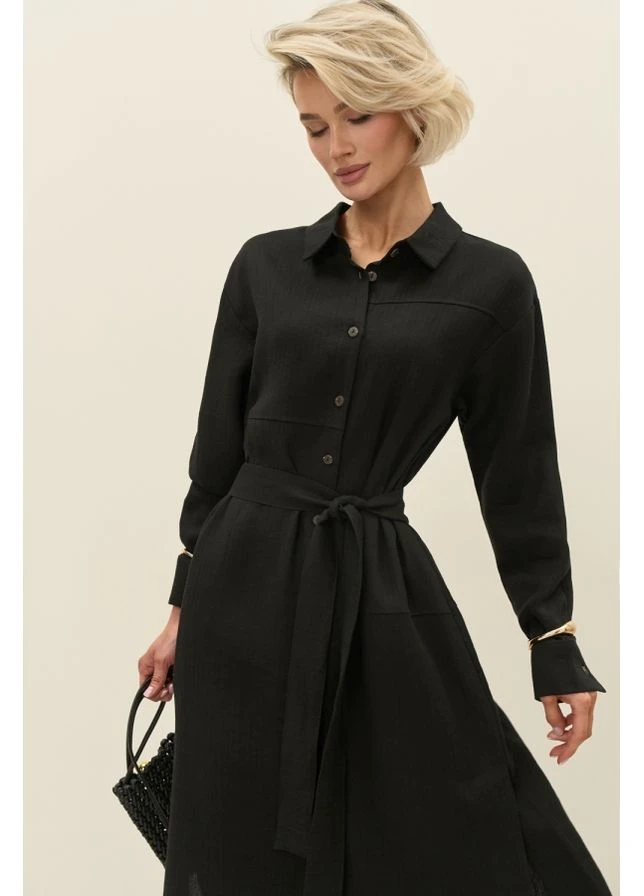 Черное платье-рубашка Lurex