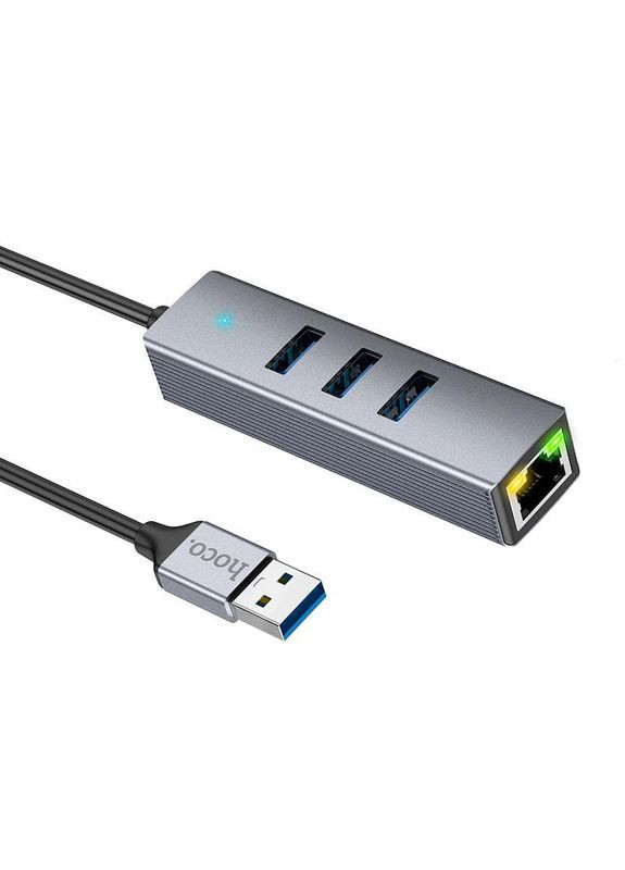 Адаптер Ethernet — HB34 USB на 4 порти (3 USB 3.0*3 + RJ45) Hoco (279826950)