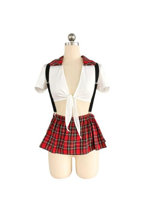 Білий демісезонний рольовий костюм спокусливої школярки s-m No Brand