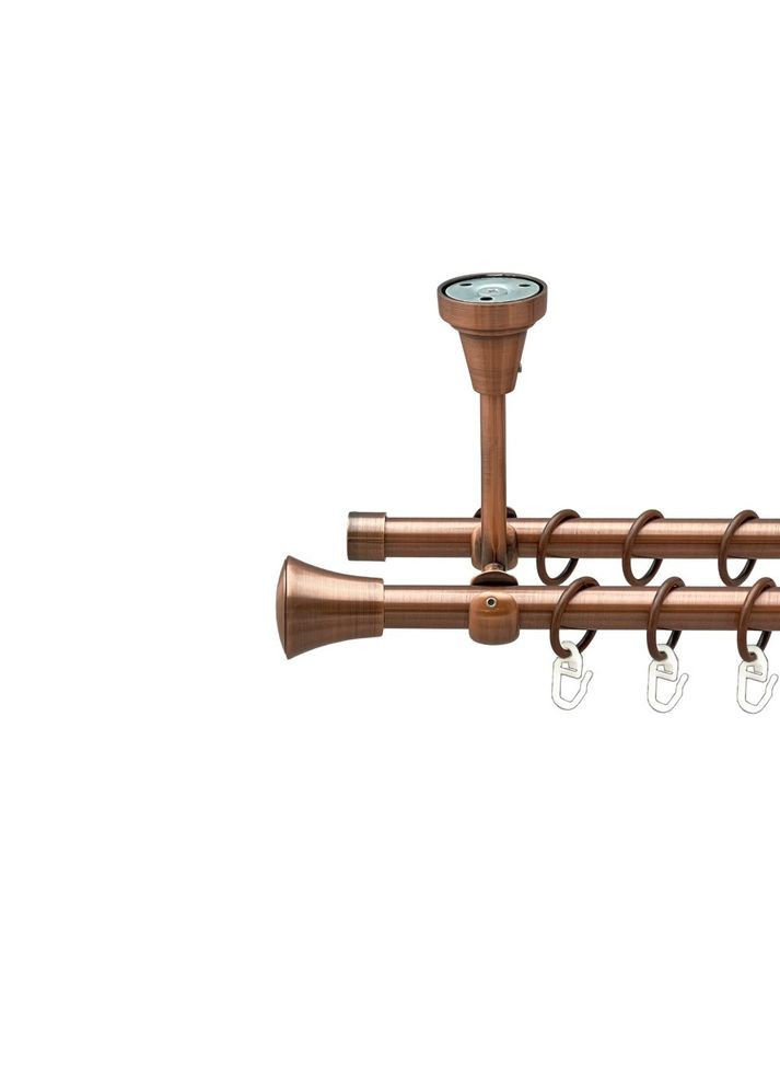 Карниз Принц металлический двухрядный открытый к потолку гладкая труба Медь 16\16 мм 160 см (00-00020198) ORVIT (300692040)