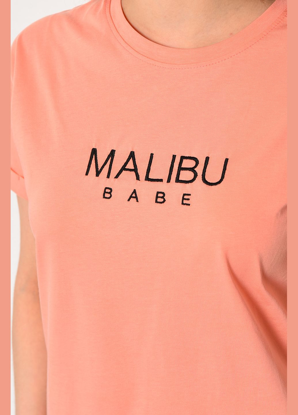 Коралловая летняя футболка женская кораллового цвета Let's Shop