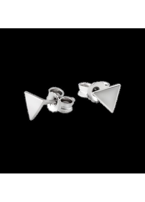 Срібні сережки пусети матовий Трикутник без каменів Каштан (342334844)