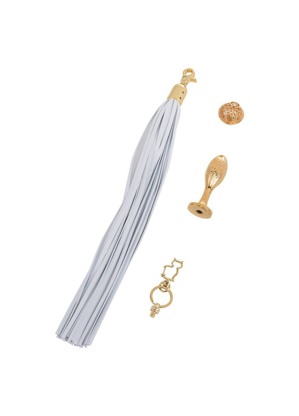 Металева анальна пробка Хвіст поні SEVANDA White Pony-Tail Anal Pear-shape Plug Lockink (315497933)