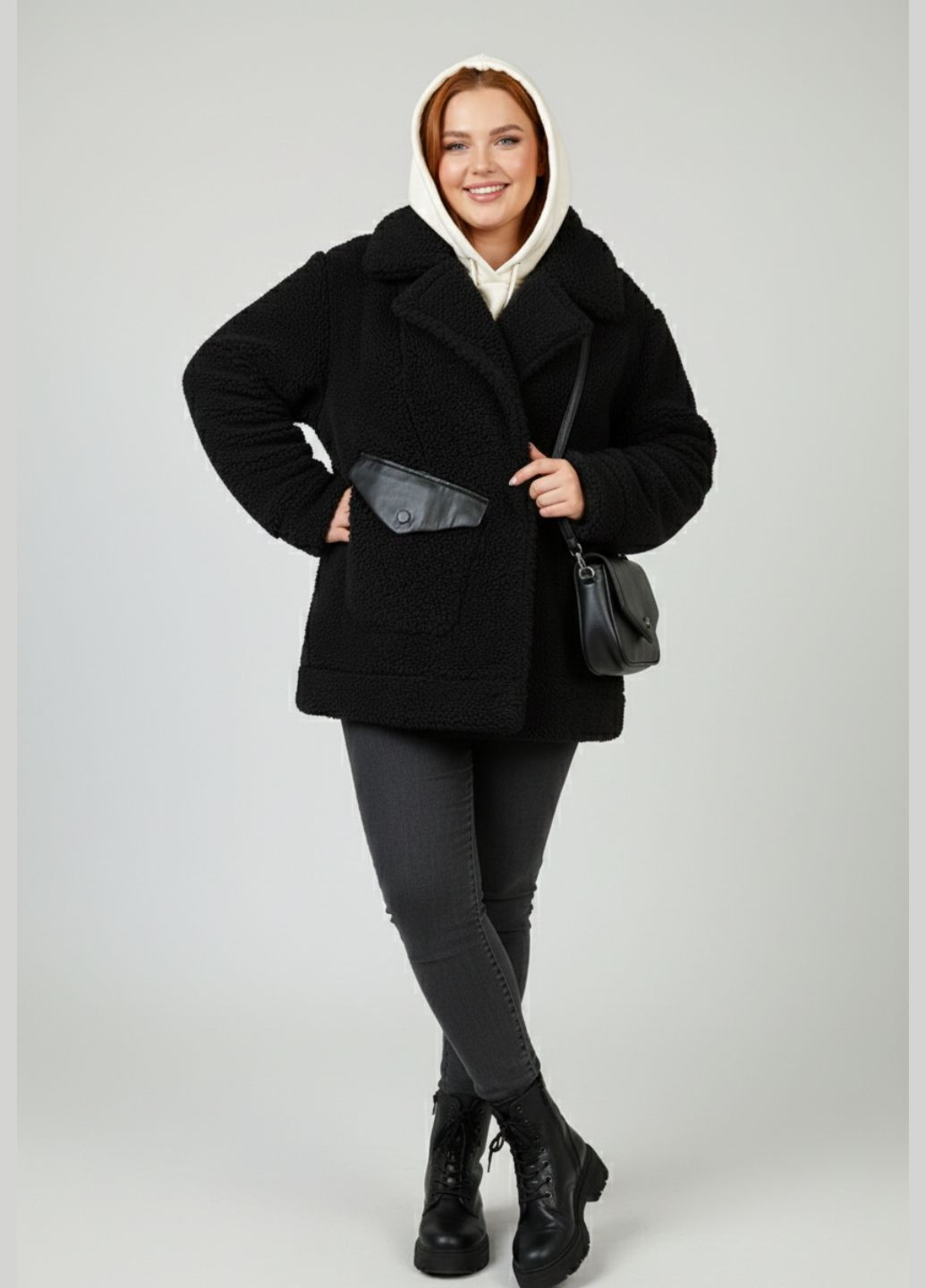 Полушубок женский на молнии короткий баранчик Jadone No Brand (369776166)