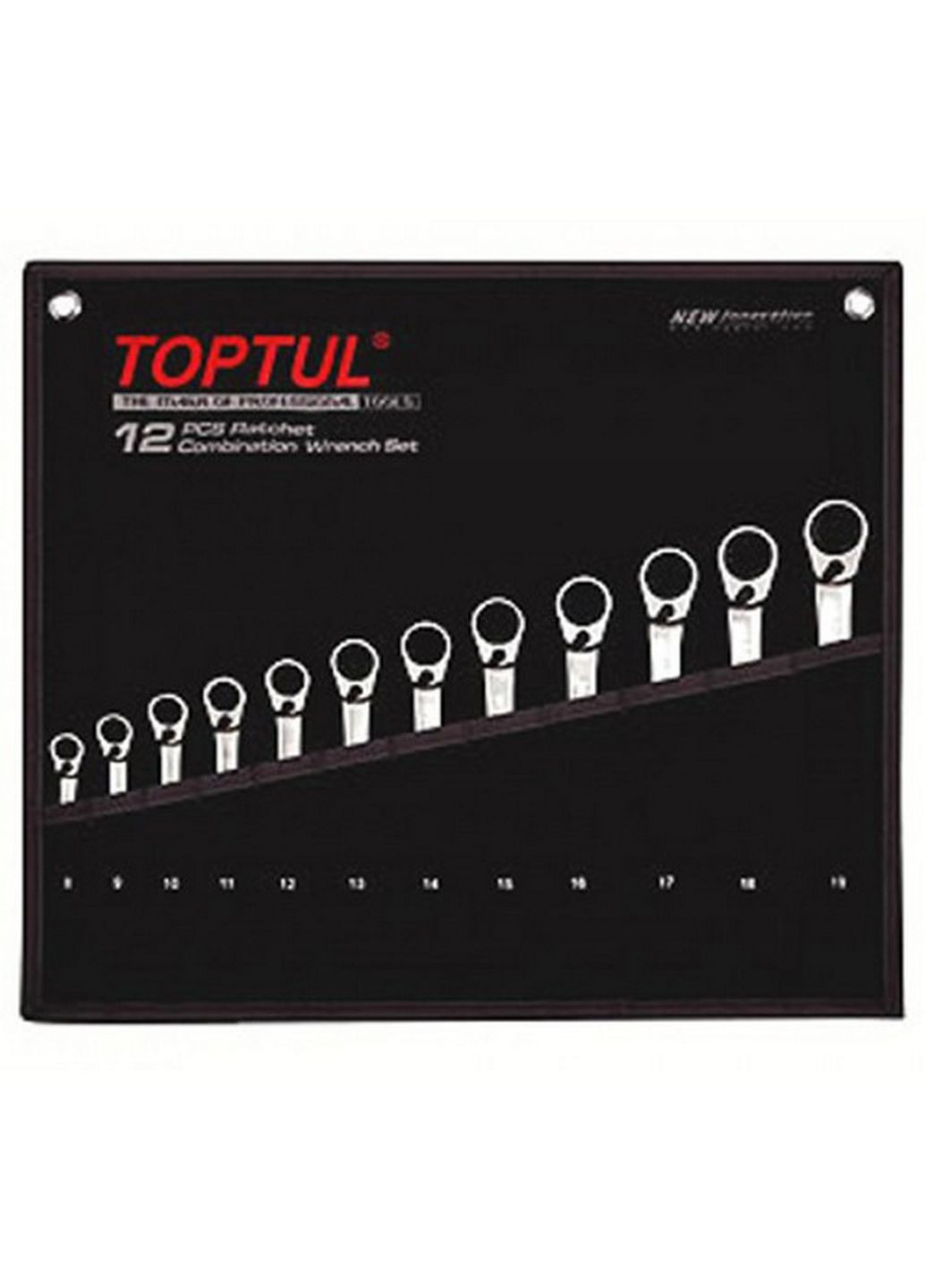 Комплект ключів тріскачкових реверсивних 8-19мм в чохлі 12од. TOPTUL (289462058)