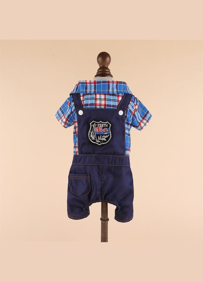 Джинсовий костюм для котів Pet Style "Клітка" Синій XL No Brand - (323237554)