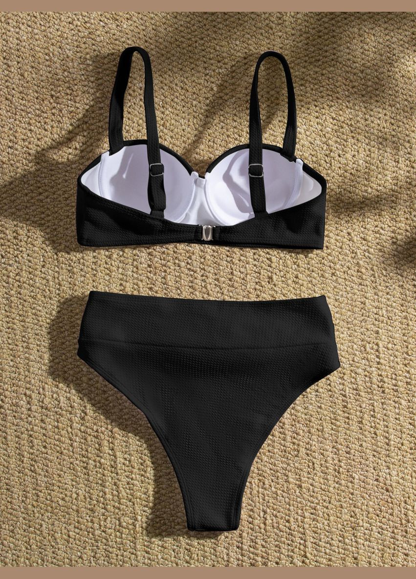 Комбінований літній жіночий купальник роздільний 7716 l чорний роздільний Fashion