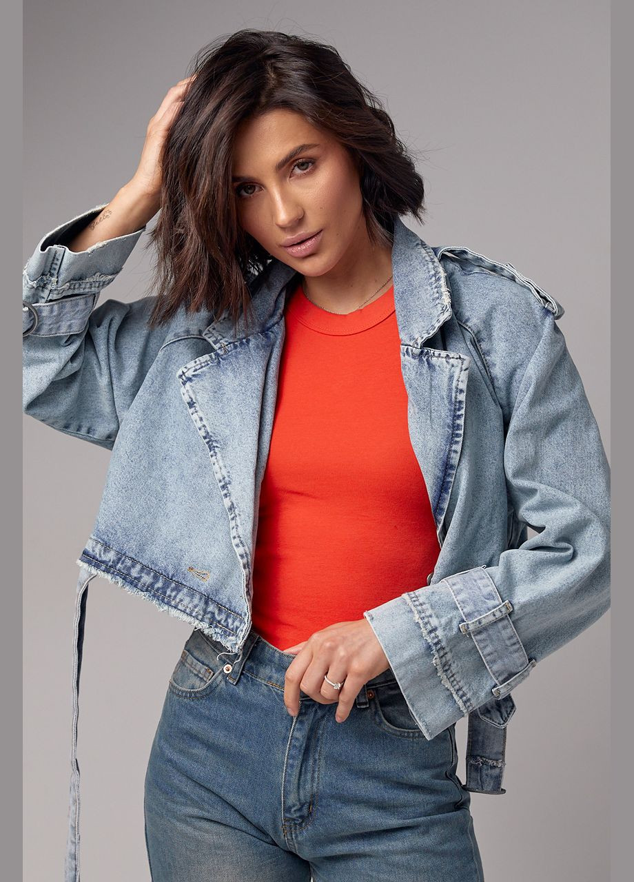 Синя демісезонна коротка жіноча джинсовка у стилі grunge - чорний цвет, xs (sku_3103) No Brand