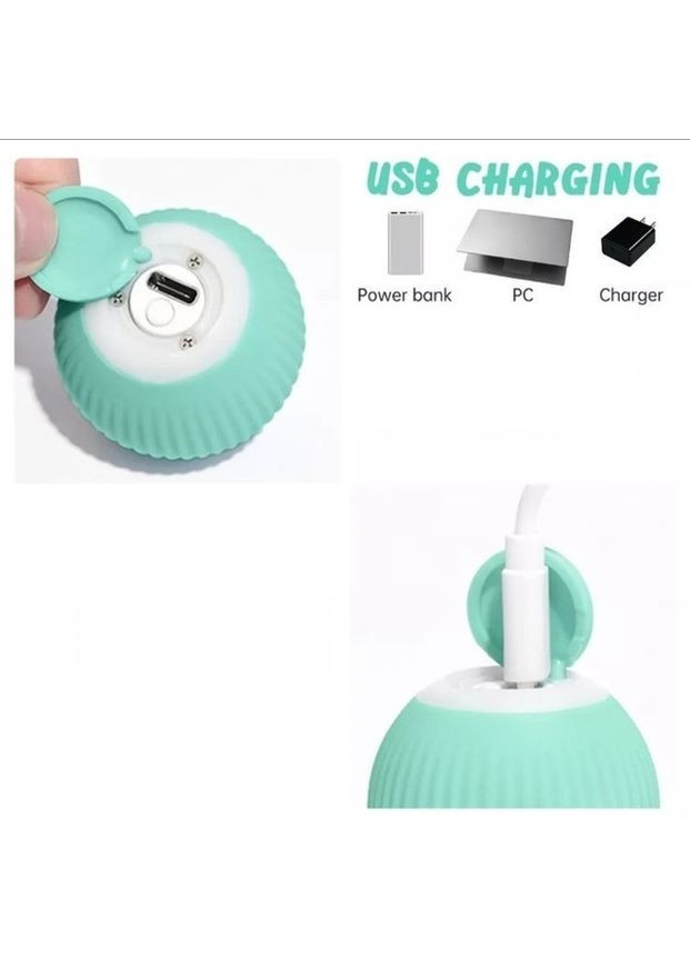 Игрушка для кошек и собак электрический умный Мяч-шарик самодвижущийся USB голубой цвет No Brand (319714347)