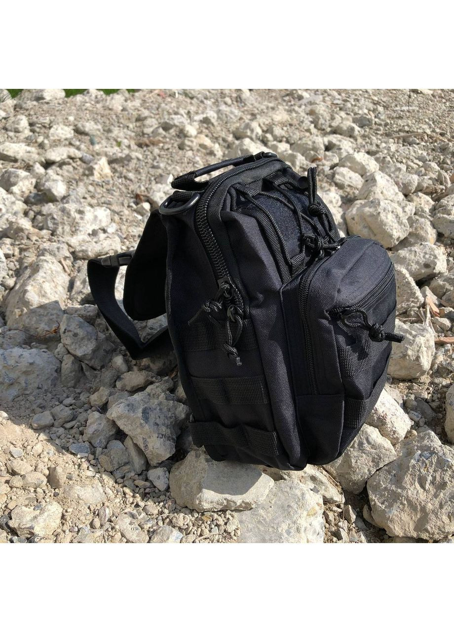 Мужская тактическая многофункциональная нагрудная сумка-слинг рюкзак через плечо с системой MOLLE из кордуры Black No Brand (363115041)