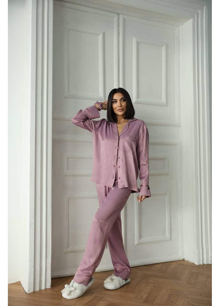 Фіолетова всесезон жіноча піжама | фіолетова преміум сорочка + брюки Vital-Textile 1247
