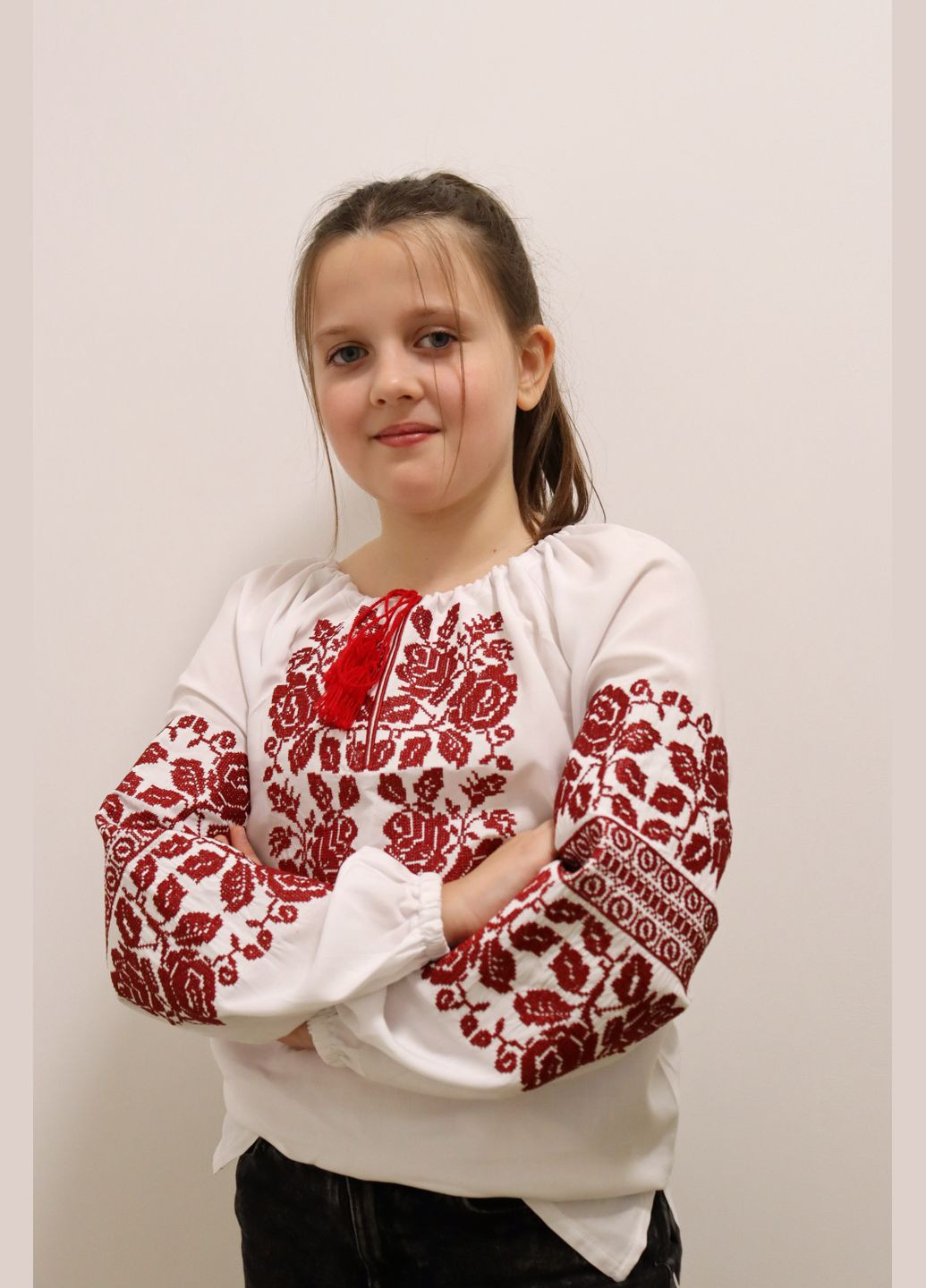 Біла вишиванка для дівчинки Piccolo візерунок квітковий віскоза (282925766)