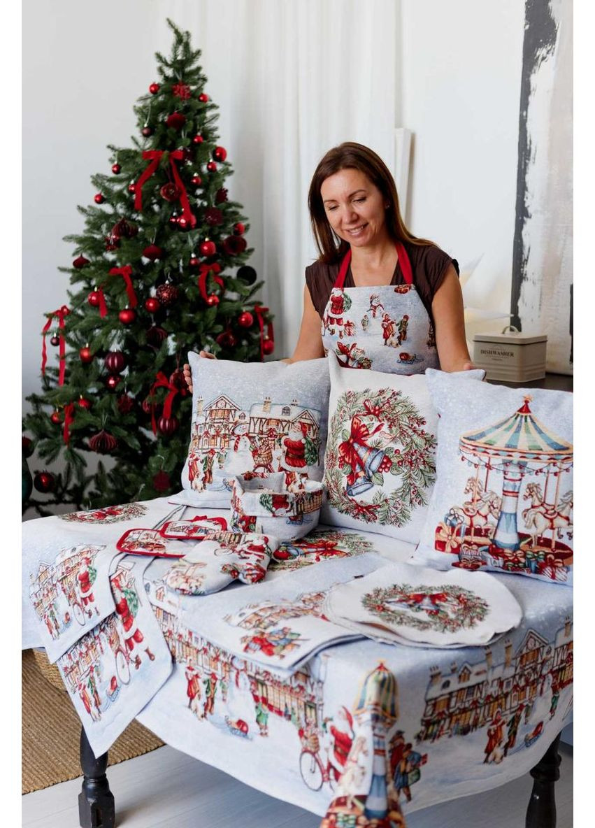 Новорічна декоративна подушка Carousel стильний подарунок для інтер'єру святковий декор ProDobro (369365380)