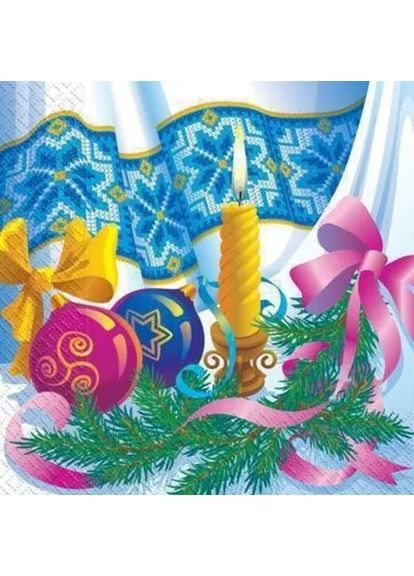 Праздничные новогодние бумажные салфетки "Новогодняя свечка" 18 шт Марго (369175779)