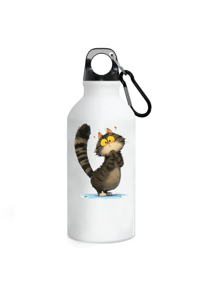 Фляга (бутылка) для воды с карабином Кошки (Туристическая, Для кемпинга, Для спорта) #29 500 мл Белый No Brand (323639744)