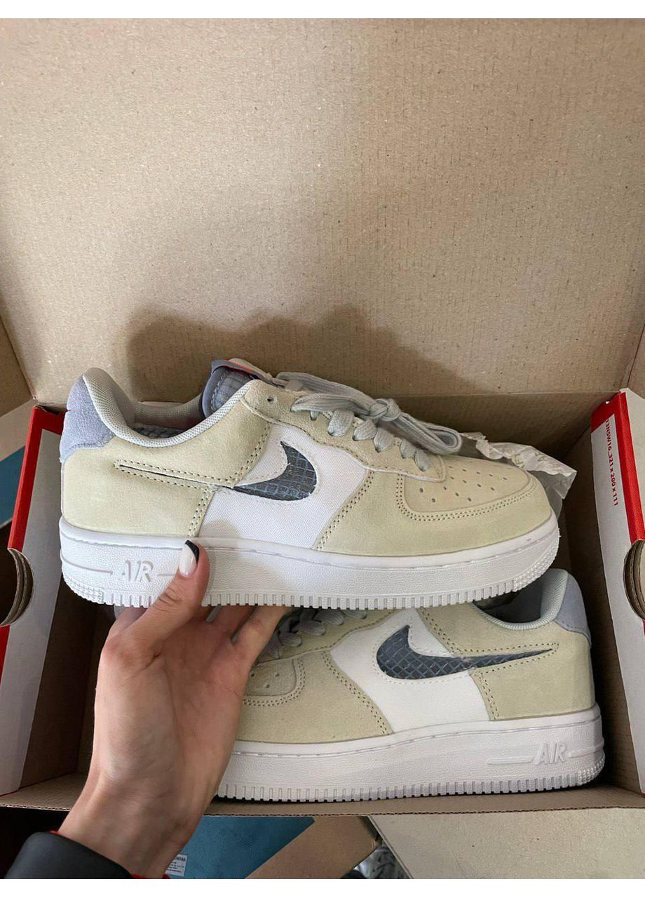 КРОССОВКИ ЖЕНСКИЕ NIKE AIR FORCE 1 LOW YELLOW WHITE НАЙК АИР ФОРС 1 ПРЕМИУМ No Brand белые демисезоны (369391455)