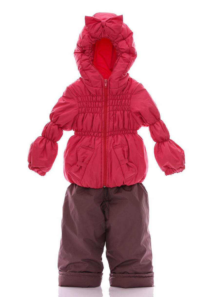 Червоний демісезонний комбінезон на флісі для дівчинки нуль кроха кораловий 86 см (28019) BABYKROHA