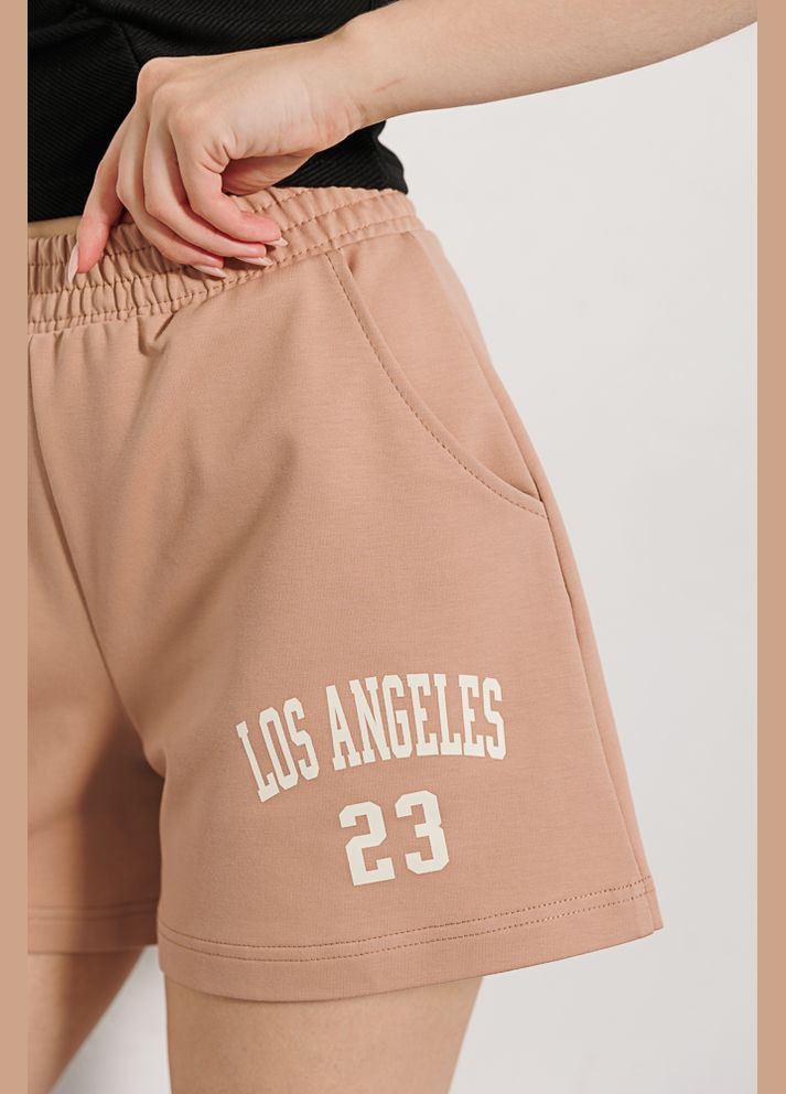 Трикотажні жіночі шорти світло-бежеві з принтом Los Angeles Arjen (289787375)