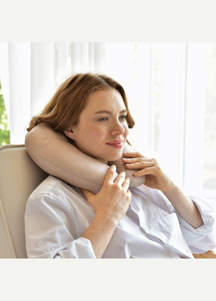 Подушка-рогалик 32×32 см Travel для шеи и головы для путешествий серо-белая IDEIA (334726707)