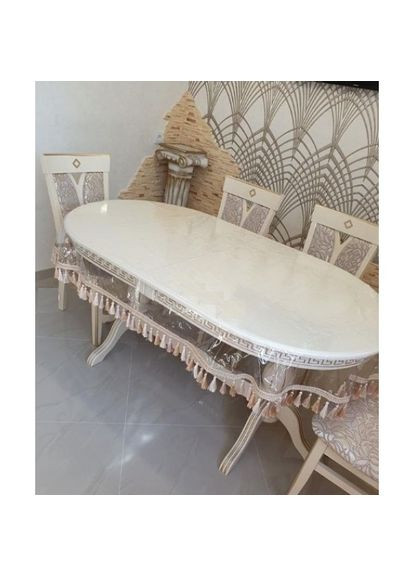 Силіконова скатертина СALIPSO з Бежевою Бахромою 190x120см Calipso (315145040)