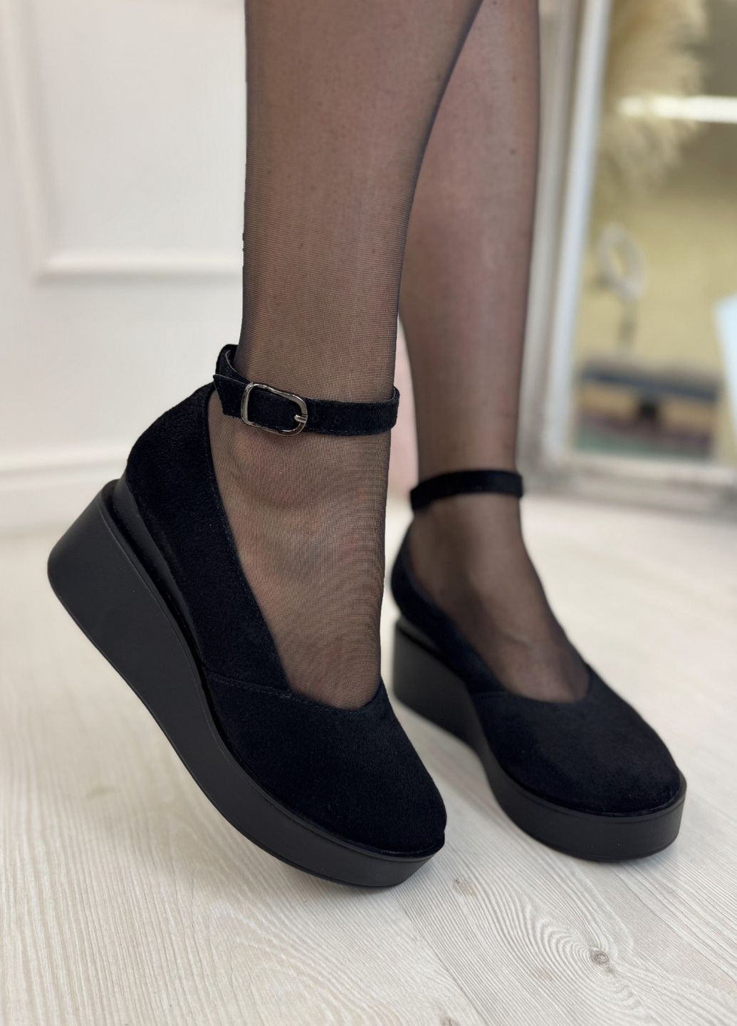 Vasha para Туфли женские замшевые на платформе. Цвет черный черный з натуральная замша, украина — (350880156)