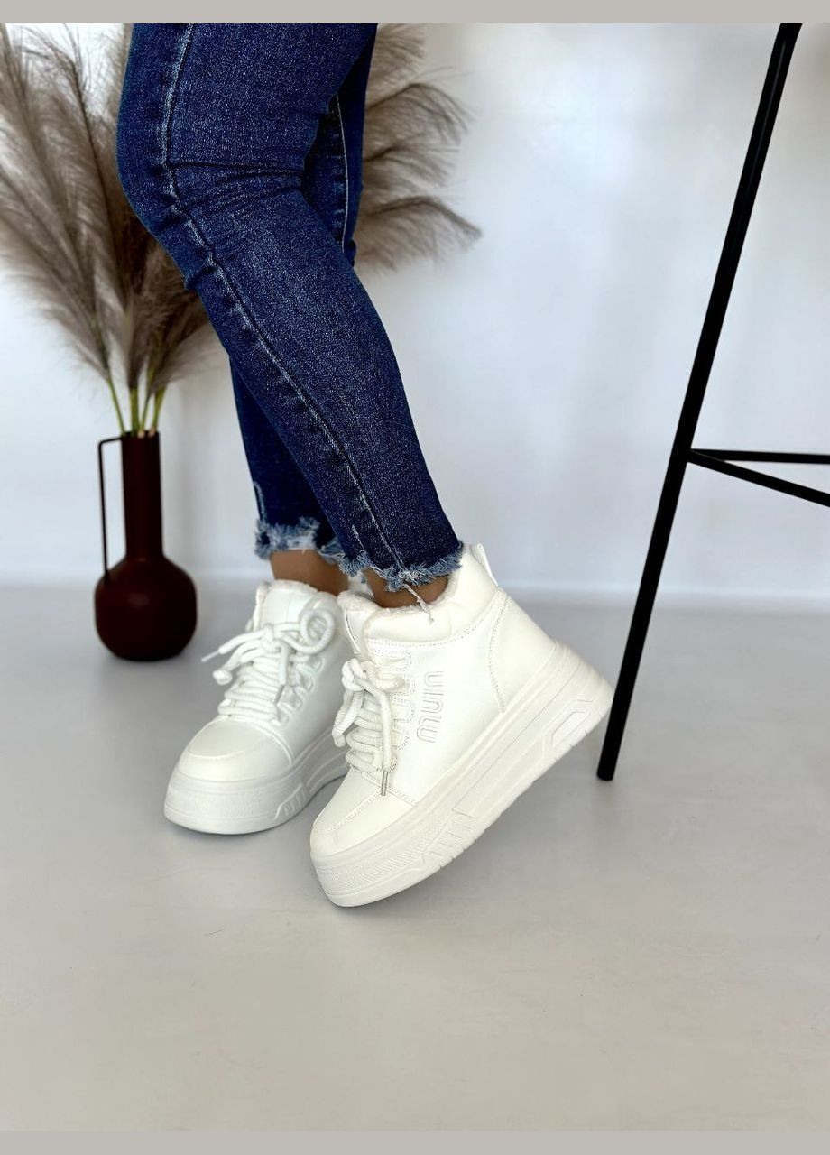 Стильные женские сникерсы No Brand белые зима (315913268)