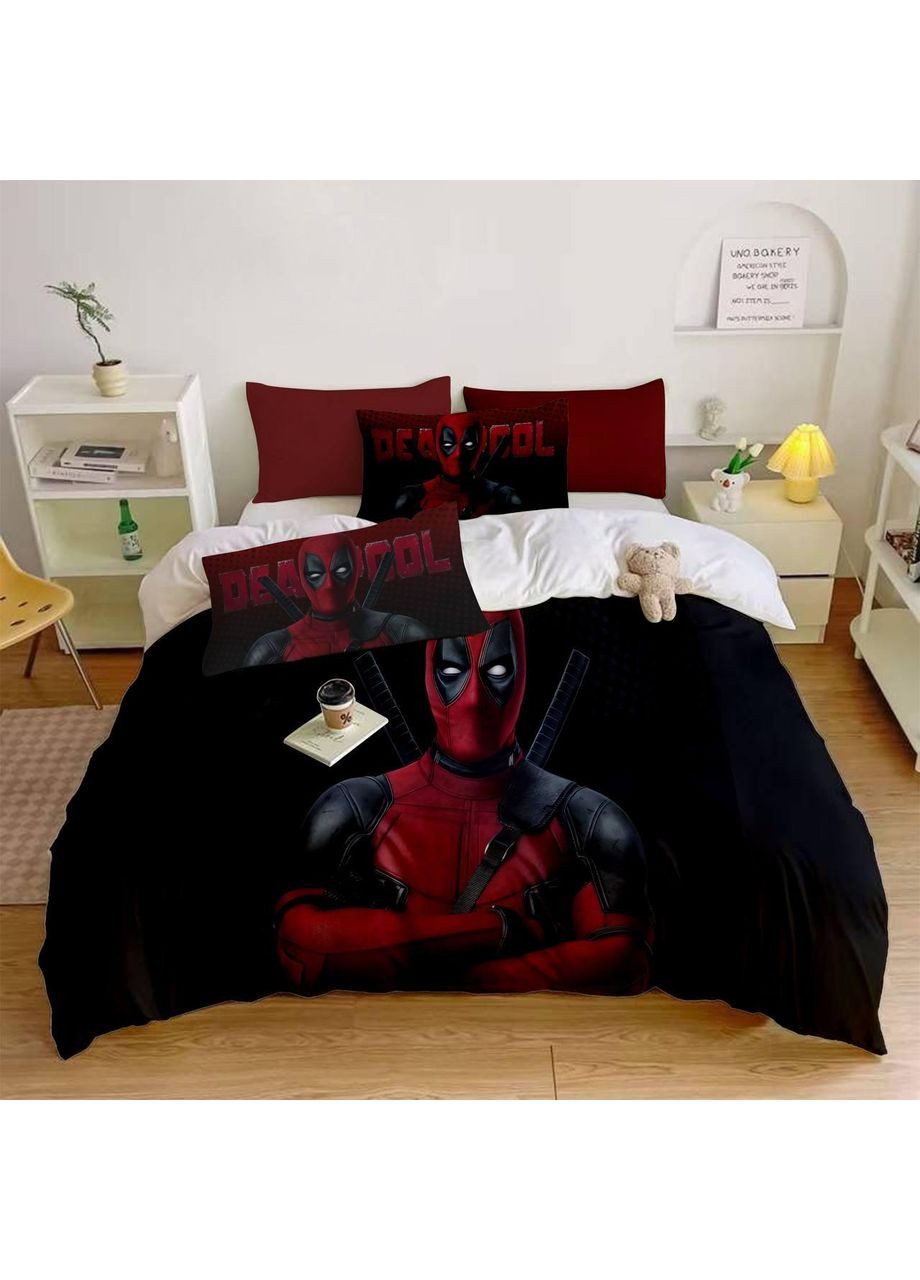 Полуторный комплект постельного белья из микросатина Дедпул (Deadpool) Україна ТД (369659962)