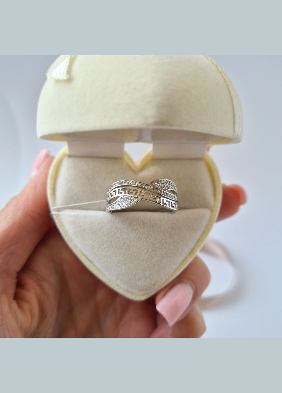 Срібна каблучка Широка в Білих каменях розмір срібло 925 проби Родоване 4096р 3.80г No Brand (338185620)