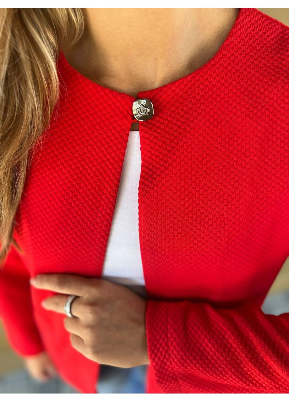 Цветной женский жакет кардиган арт.22, красный KHAN - всесезон