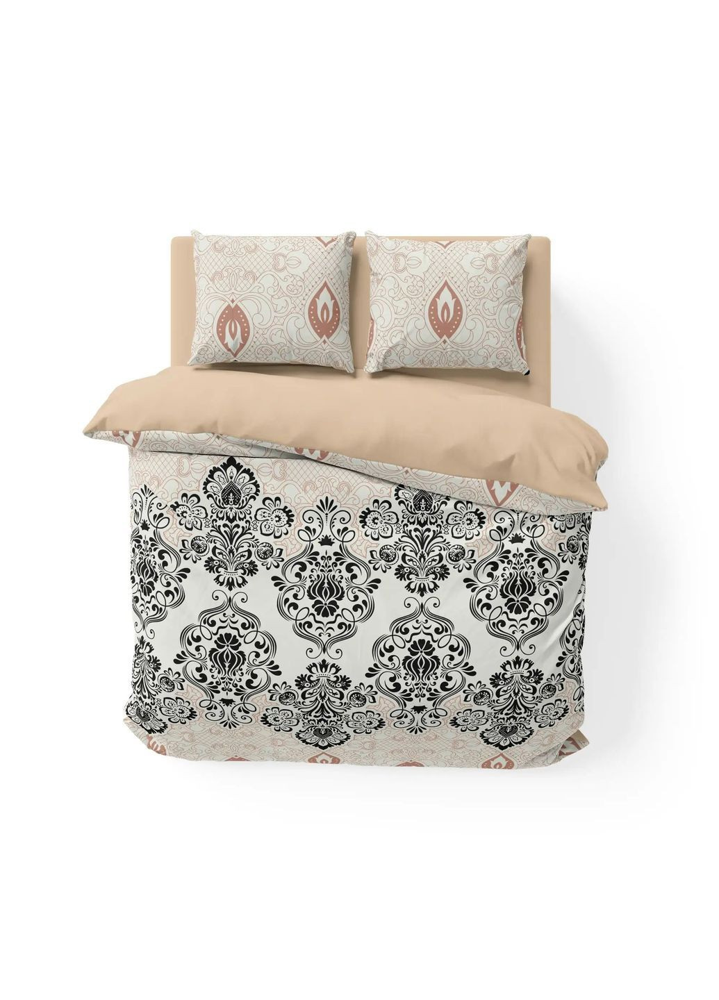 Двоспальний комплект постільної білизни Бязь з наволочками 70*70 см, 115 гр/м2 Baroque Charm Бежевий (19730180215) ТЕП (365851937)