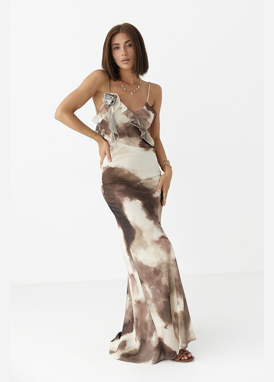 Летний женский шифоновый сарафан с цветком Lurex