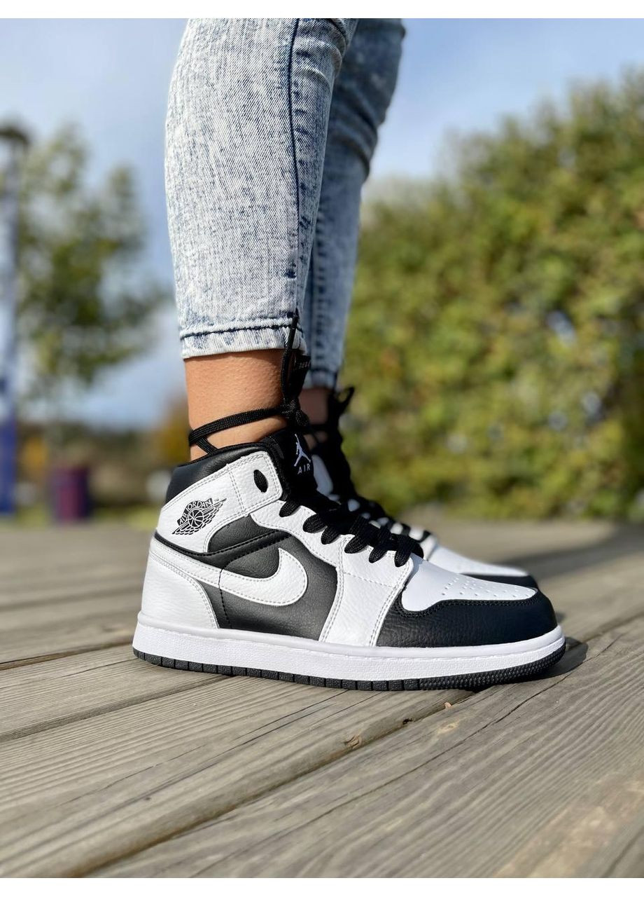 КРОССОВКИ ЖЕНСКИЕ NIKE AIR JORDAN 1 RETRO MID TUXEDO НАЙК АИР ДЖОРДАН No Brand белые демисезоны (367168061)