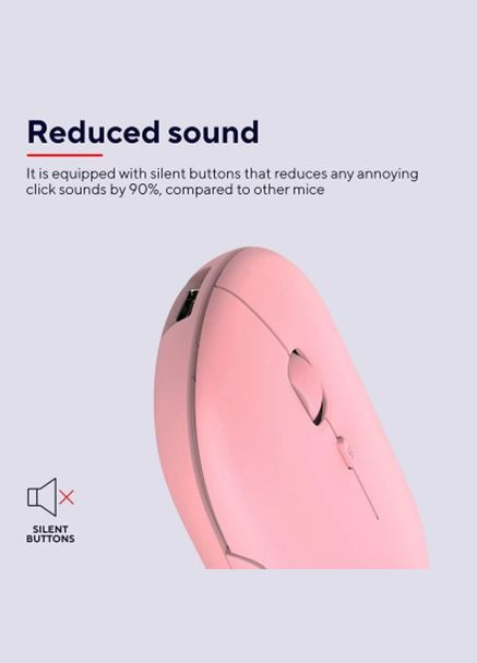 Компютерная мышь Puck Wireless/Bluetooth Silent, бесшумная, Pink Trust (345064927)
