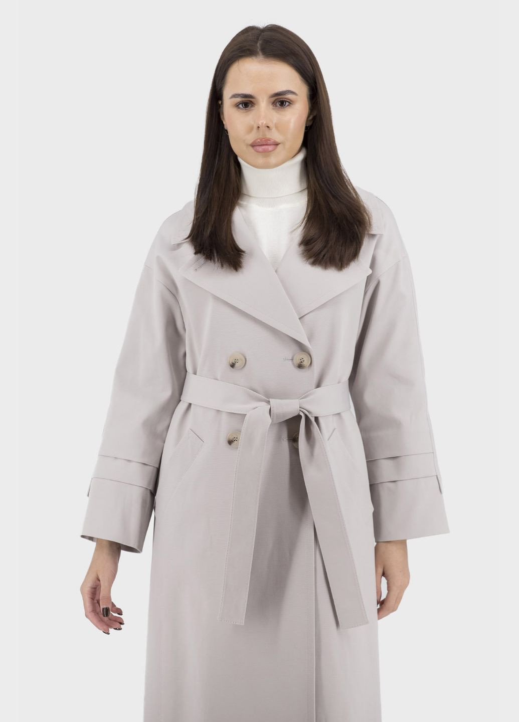 Женский плащ Kent (светлосерый, ), 31719 на пуговицах демисезон (331885600)