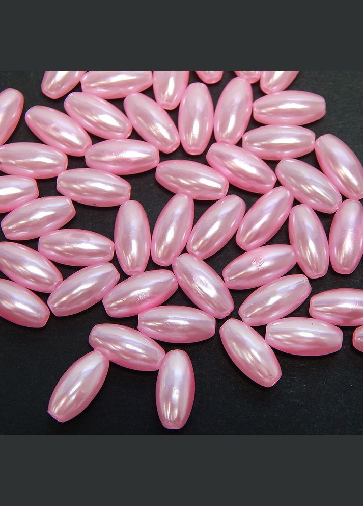 Намистини перламутрові Рис, акрил, 12х5 мм, рожеві, 20 шт No Brand (340485145)