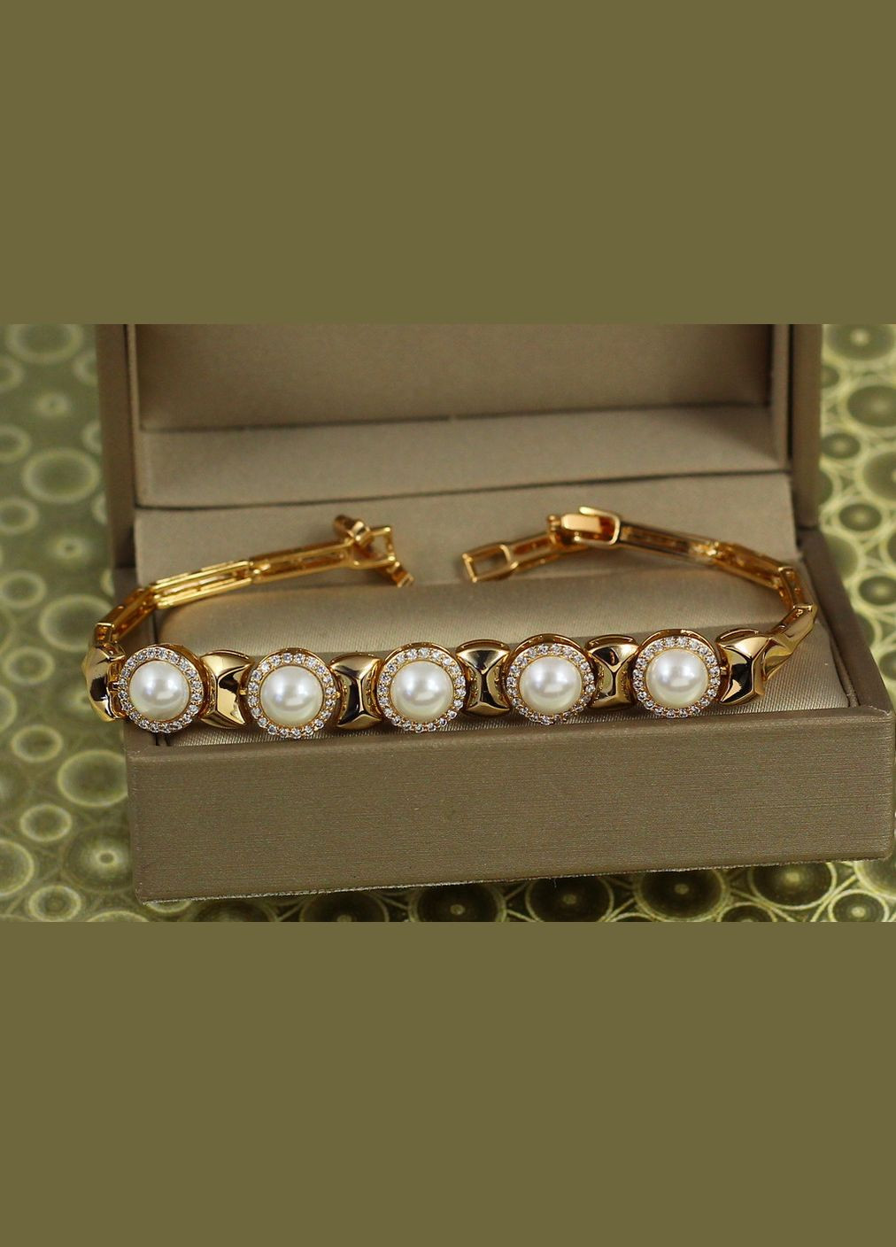Браслет П"ять перлин 19 см 9 мм золотистий Xuping Jewelry (335976223)