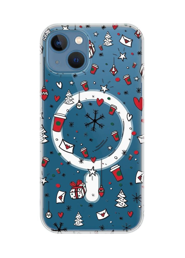 Магнитный чехол на iPhone 13 (6.1) с поддержкой MagSafe:: Праздничный фон (новогодний принт 182) Creative (362964348)