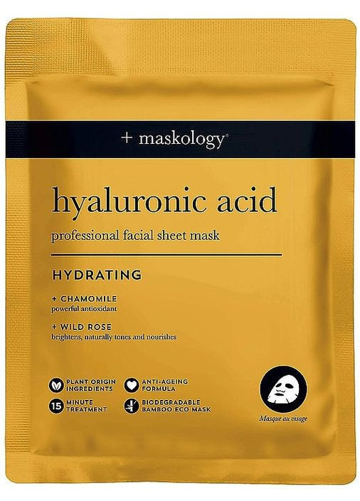 Тканинна маска для обличчя з гіалуроновою кислотою +Maskology Hyaluronic Acid Facial Sheet Mask 22ml (1507665-39341660) Hive (368891867)