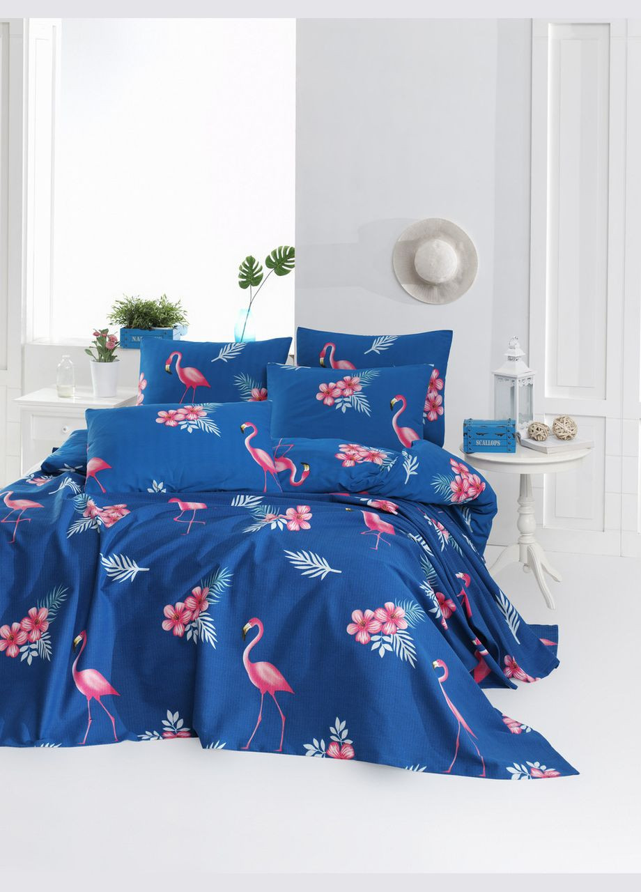 Покривало піке Home Perfect - Flamingo блакитний 160*235 Lotus (275394492)