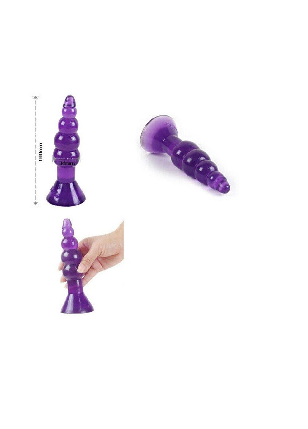 Фіолетова силіконова анальна пробка, м'яка і зручна для інтимного комфорту No Brand (341305866)