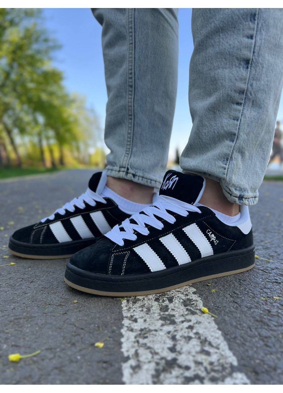 Чорні Осінні кросівки чоловічі adidas campus x korn black white адідас кампус No Brand