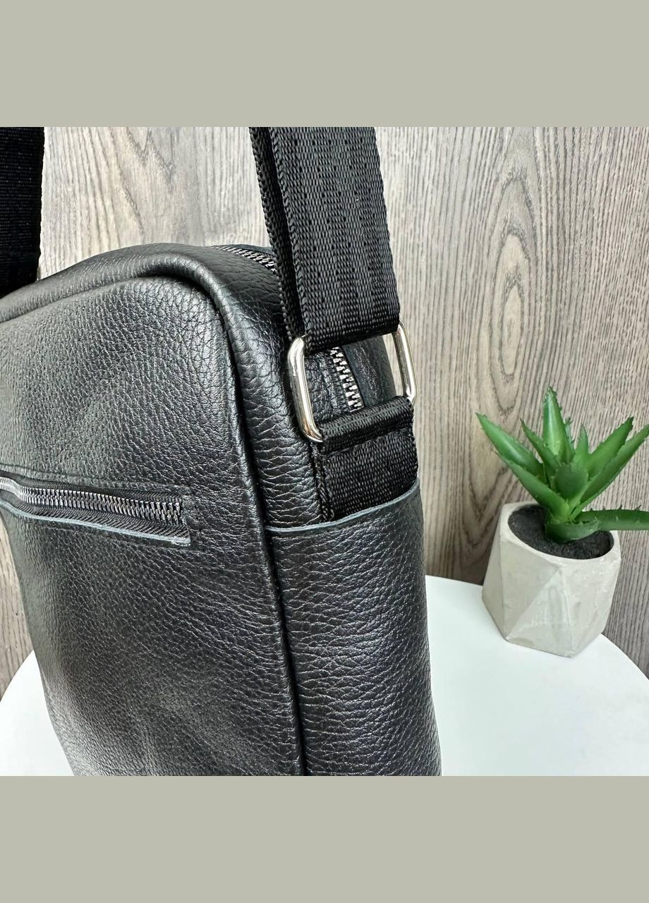 Мужская кожаная сумка-планшетка стиль Armani с тиснением черная No Brand (334730178)